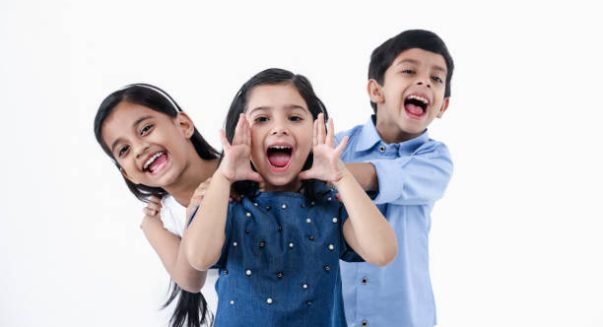 Indian. Asian children having joyful interaction
